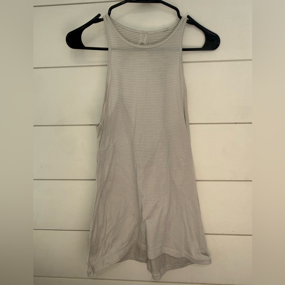 Lululemon Sleeveless Ribbed Tank Top in Light Beige Stripe